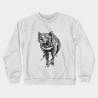 Tasmanian Tassie Devil scientific nature black ink pen drawing illustration Crewneck Sweatshirt